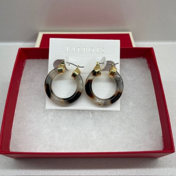 NWT Talbots Tortoise Hoop Earrings - Picture 3 of 5